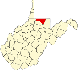 Map of West Virginia highlighting Monongalia County