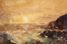"大海，游艇，岩石，日落", (68.5х46, 2000)