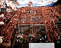 An anonymous 17th-century painting depicting the city of Cusco during the 1650 earthquake, as buildings crack apart. Christ of the Earthquakes is shown in the left foreground, carried in a procession. The sculpture is held permanently in the Cusco Cathedral.[6][7][8]