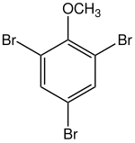 Skeletal formula of 2,4,6-tribromoanisole