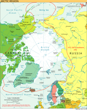 The Arctic region border