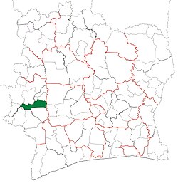 Location in Ivory Coast. Bangolo Department has retained the same boundaries since its creation in 1988.