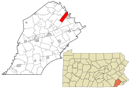 Location in Chester County and the state of Pennsylvania.