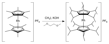 One-pot synthesis of [(η5-C5iPr5)2Rh]PF6 from [(η5-C5Me5)2Rh]PF6, involving the formation of 20 new carbon-carbon bonds (*)