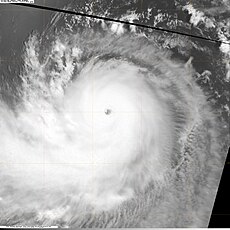 Typhoon Ewiniar at its peak as a Category 4 super typhoon on the JTWC's scale