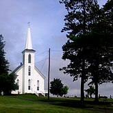 Church in Kennetcook, Nova Scotia. The Chronicle Herald used a crop of this image, saving money about one year into a staff strike on December 20, 2016 after the congregation decided to close the church due to falling attendance.