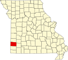 贾斯珀县在密苏里州的位置