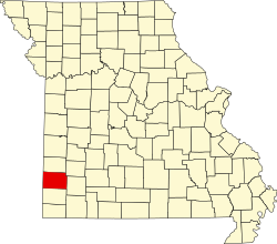Location of Jasper County in the state of Missouri