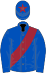 Royal blue, maroon sash and star on cap