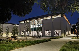 Gym north façade at night