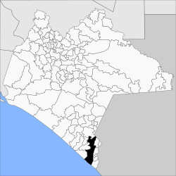 塔帕丘拉市镇在恰帕斯州的位置