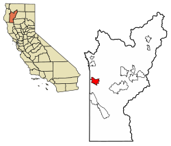 Location of Hyampom in Trinity County, California.