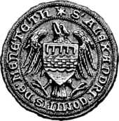 Black and white illustration of a mediaeval seal