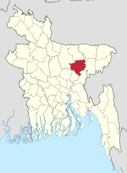 Location of Kishoreganj in Bangladesh