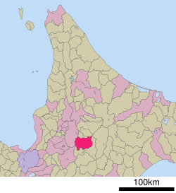 Location of Furano in Kamikawa Subprefecture, Hokkaido