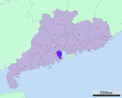 中山市在广东省的位置图