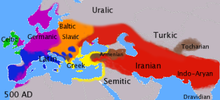 Proto-Indo-European languages, c. 500 AD