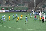 O-37. (Hockey) Hockey is the national sport of India. Depicted here, India v/s Malaysia Hockey Match 2010 Commonwealth Games, at the Major Dhyan Chand National Stadium.