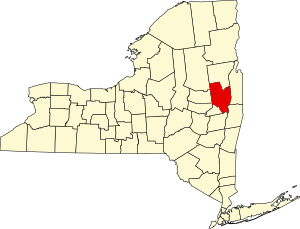 Map of New York highlighting Saratoga County
