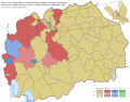 Municipalities in North Macedonia colored according to the ethnic affiliation of the resident population, 2021 census