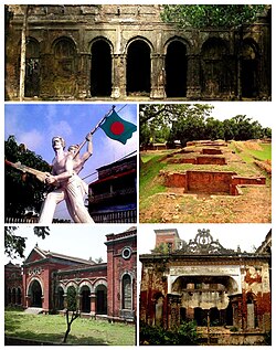 Clockwise from top: Balihar Rajbari, Jogoddol Bihar, Dubalhati Rajbari, Office of Ganja Society, Shadhinota Monument