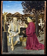 Piero della Francesca St. Jerome and Donor, 49 × 42 cm