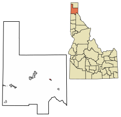 Location of Hope in Bonner County, Idaho.