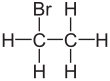 Skeletal formula of bromoethane with all explicit hydrogens added