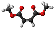 Ball-and-stick model of the dimethyl maleate molecule