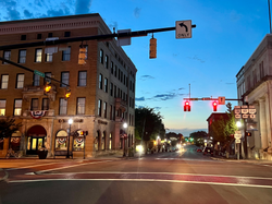 Downtown Tiffin as seen from the intersection of S. Washington St. and E. Perry St.