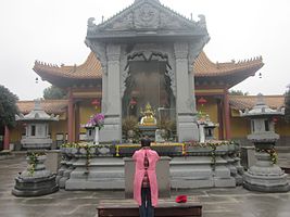 Restored Brahma statue from Thailand at Erawan Shrine, Xixin Chan Temple.