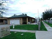 The Nunez House whose original structure was built in 1912. The house is located at 6701 N. 55th Drive. It was amongst the first houses built in what was known as “Mexican Town” in Glendale, Arizona. “Mexican Town” came about as a result of the migration of people from Mexico and of Mexican descent who settled in that section of Glendale with the opening of the Beet Sugar Factory in 1906. The property is listed in the “Glendale Historic Building Survey”, City of Glendale, 1980.