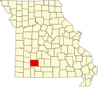 格林县在密苏里州的位置