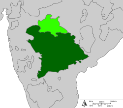 深绿色：海得拉巴邦 浅绿色：曾于1853年－1903年控制的地区