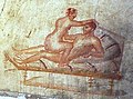 The "riding" position (Mulier equitans) was popular in ancient Roman erotic art (wall painting from Pompeii, 62–79 BC)