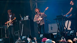 Pond performing at Primavera Sound in 2019. Left to right: Jay Watson, Nick Allbrook, Jamie Terry