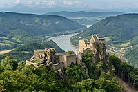 Ruins of Aggstein Castle on the Danube River in Austria