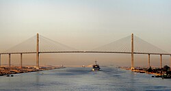 The Suez Canal Bridge in El Qantara, Egypt.