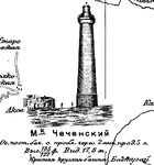 Lighthouse on the map of the Hydrographic Office. Depth measurement in the 1870s