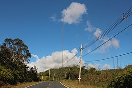 View of the antennas at the summit from highway PR-184.