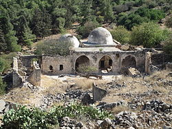 Aerial shot of the historic Maqam an-Nabi Yusha' shrine in 2013