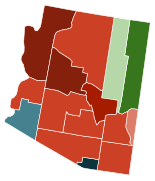 Map of counties in Arizona by racial plurality, per the 2020 U.S. census Legend Non-Hispanic White   40–50%   50–60%   60–70%   70–80% Native American   40–50%   70–80% Hispanic or Latino   60–70%   80–90%