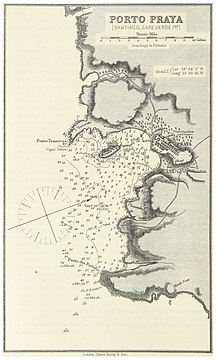 1884 Map of Praia showing Ilhéu de Santa Maria as "Quail Island"