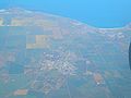 Aerial view of Kadina (centre, inland), looking west toward Spencer Gulf