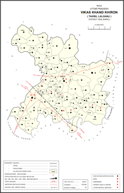 Map showing Ajitpur (#623) in Khiron CD block
