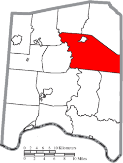 梅格斯镇区在亚当斯县的位置