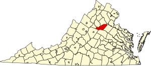 Map of Virginia highlighting Orange County