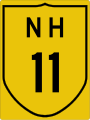 Indian National Highway 11 sign