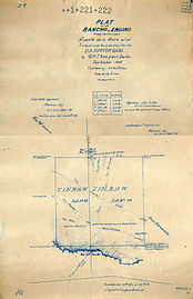 Plat map of Rancho Los Encinos, based on an 1868 survey and registered for Eugene Garnier in 1873.