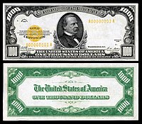 $1,000 Gold Certificate, Series 1928, Fr.2408, depicting Grover Cleveland.